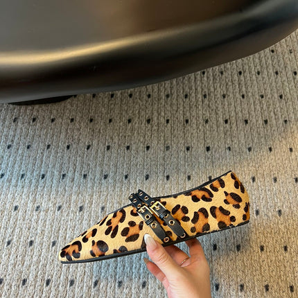 ALAIA MARY JANE SHOES IN LEOPARD ZP CUSTOM STRAW AND DENIM