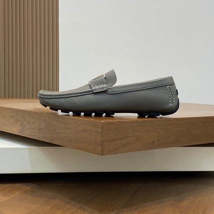 LV LOAFER IN SARDINE GREY WRINKLE CALFSKIN WITH SILVER LOGO