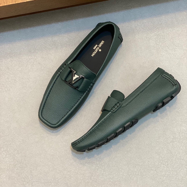 LV LOAFER IN GREEN FOREST WRINKLE CALFSKIN