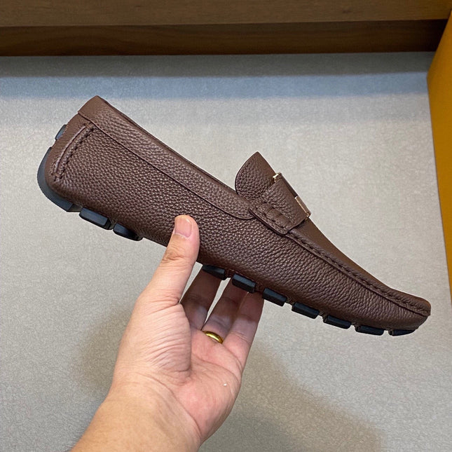 LV LOAFER IN CHOCOLATE BROWN WRINKLE CALFSKIN
