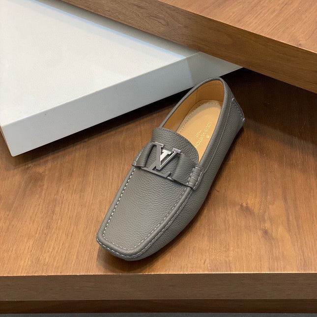 LV LOAFER IN SARDINE GREY WRINKLE CALFSKIN