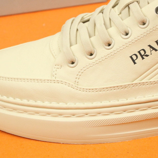 PRA SNEAKER IN BEIGE CALFSKIN AND FABRIC