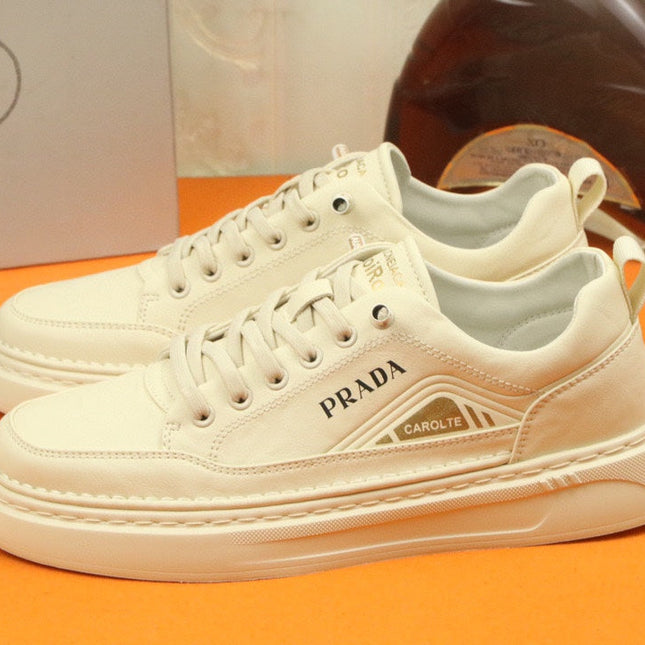 PRA SNEAKER IN BEIGE CALFSKIN AND FABRIC