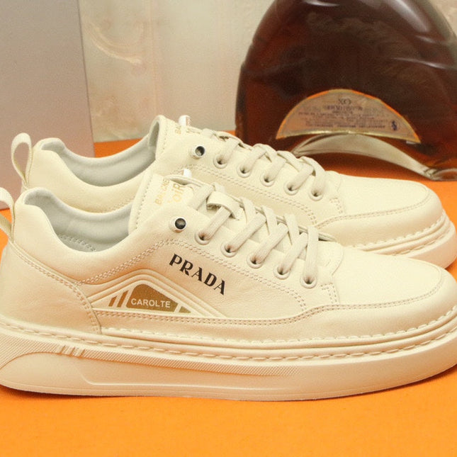 PRA SNEAKER IN BEIGE CALFSKIN AND FABRIC