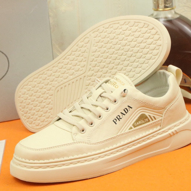 PRA SNEAKER IN BEIGE CALFSKIN AND FABRIC
