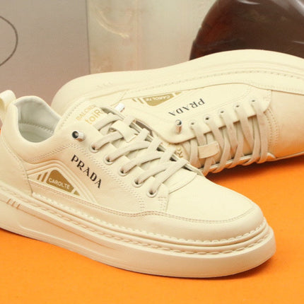 PRA SNEAKER IN BEIGE CALFSKIN AND FABRIC