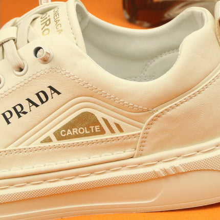 PRA SNEAKER IN BEIGE CALFSKIN AND FABRIC