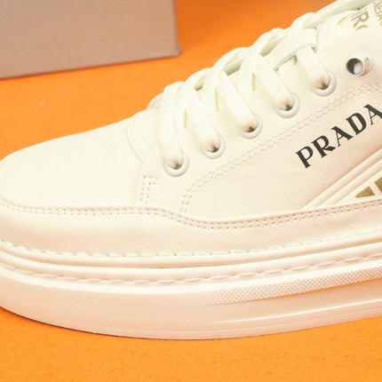 PRA SNEAKER IN WHITE CALFSKIN AND FABRIC