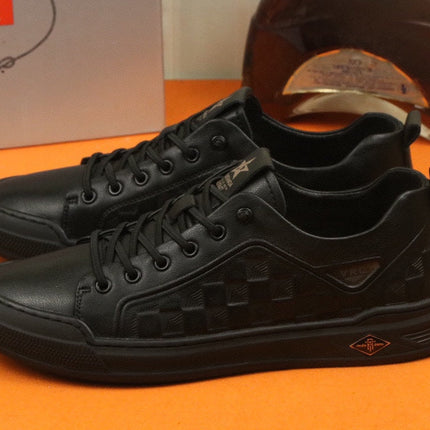 PRA SNEAKER IN BLACK EMBOSSED CALFSKIN