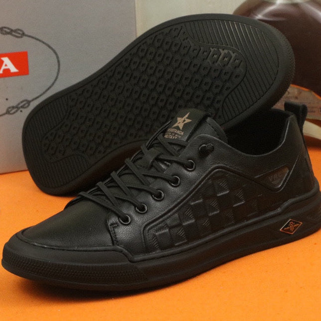 PRA SNEAKER IN BLACK EMBOSSED CALFSKIN