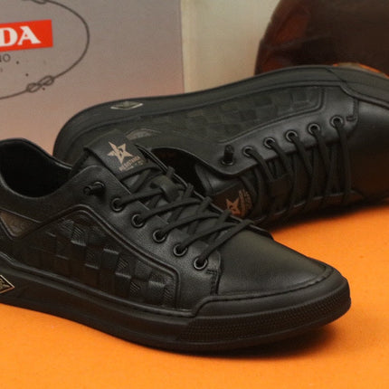 PRA SNEAKER IN BLACK EMBOSSED CALFSKIN