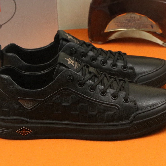 PRA SNEAKER IN BLACK EMBOSSED CALFSKIN