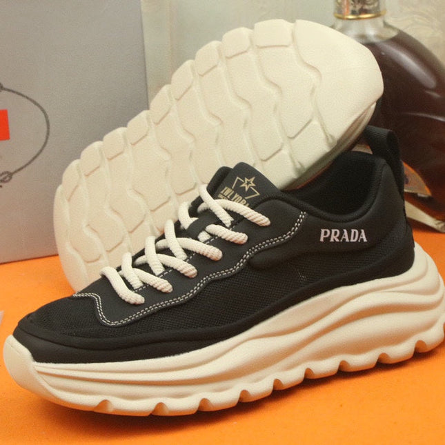 PRA SNEAKER IN BLACK CALFSKIN AND BREATHABLE MESH