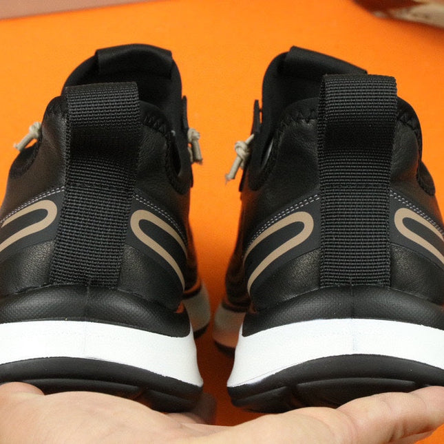PRA SNEAKER IN BLACK MIX GOLD CALFSKIN AND BREATHABLE MESH