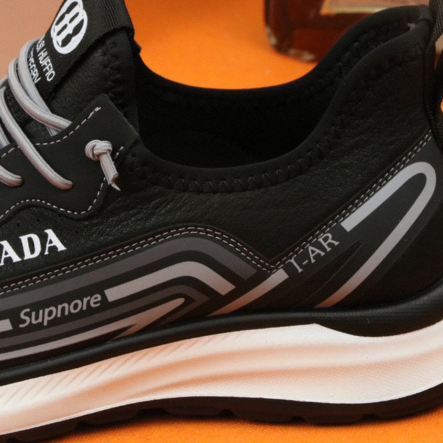 PRA SNEAKER IN BLACK MIX GREY CALFSKIN AND BREATHABLE MESH