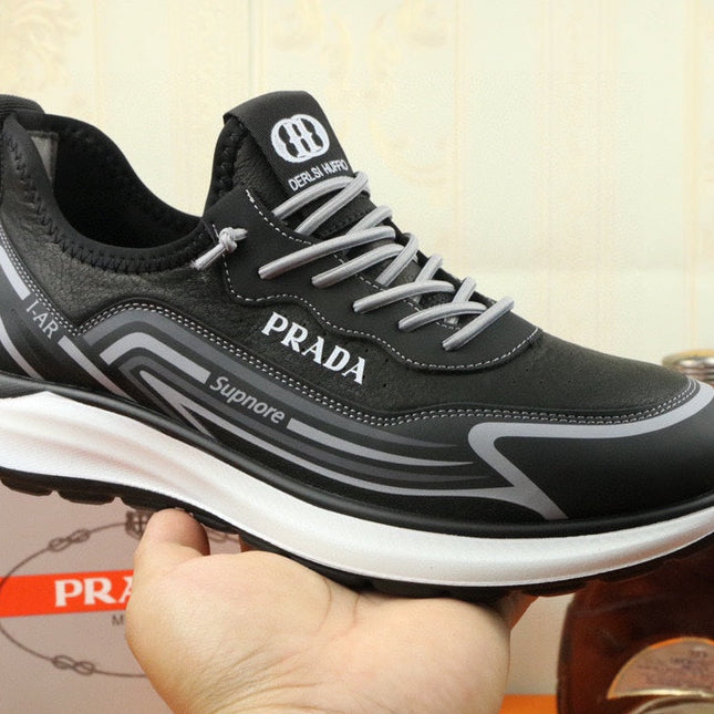 PRA SNEAKER IN BLACK MIX GREY CALFSKIN AND BREATHABLE MESH