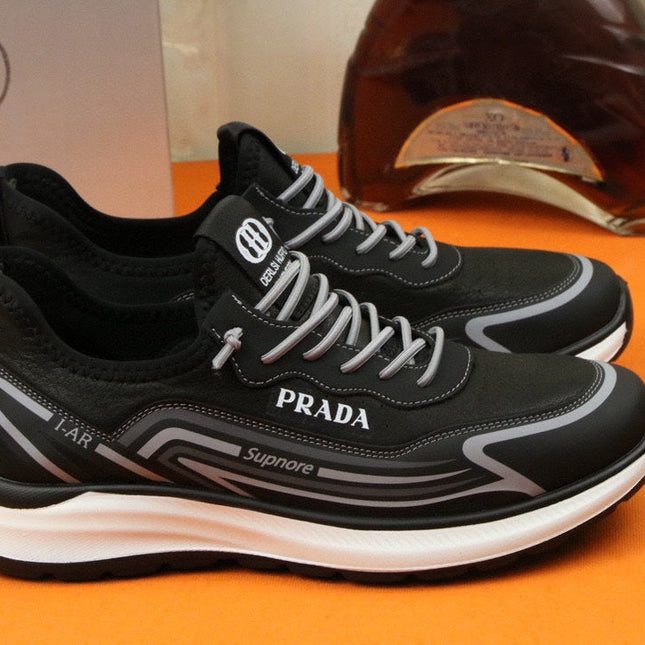 PRA SNEAKER IN BLACK MIX GREY CALFSKIN AND BREATHABLE MESH