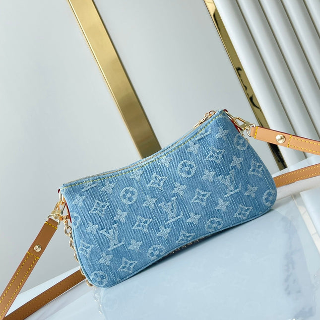 LIV POCHETTE 24 IN BLUE MONOGRAM DENIM GOLD HARDWARE