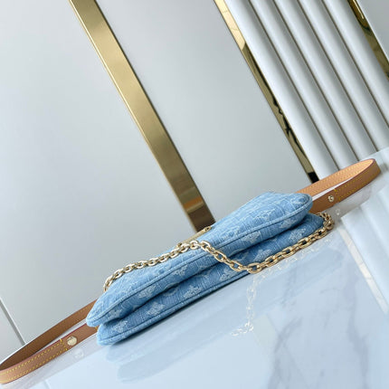 LIV POCHETTE 24 IN BLUE MONOGRAM DENIM GOLD HARDWARE