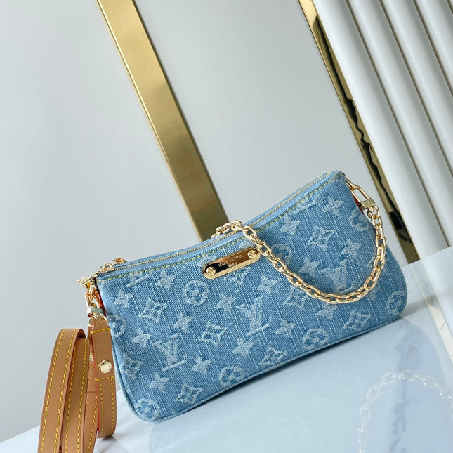 LIV POCHETTE 24 IN BLUE MONOGRAM DENIM GOLD HARDWARE