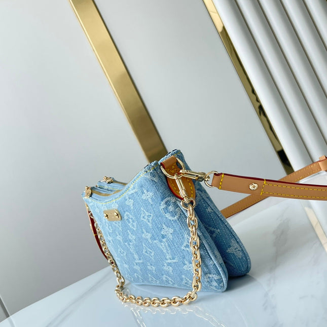 LIV POCHETTE 24 IN BLUE MONOGRAM DENIM GOLD HARDWARE