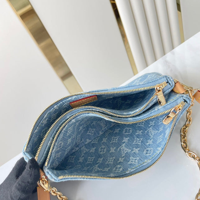 LIV POCHETTE 24 IN BLUE MONOGRAM DENIM GOLD HARDWARE