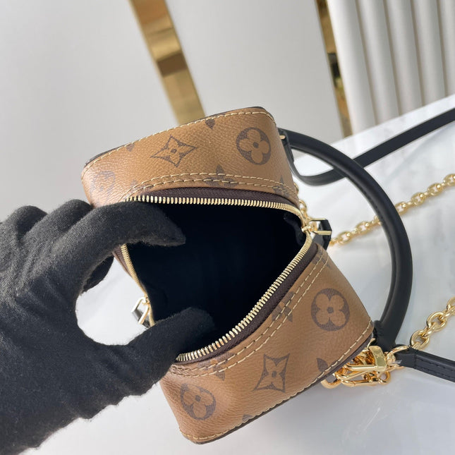DICE 9 IN BROWN MONOGRAM AND MONOGRAM REVERSE CANVAS GOLD HARDWARE