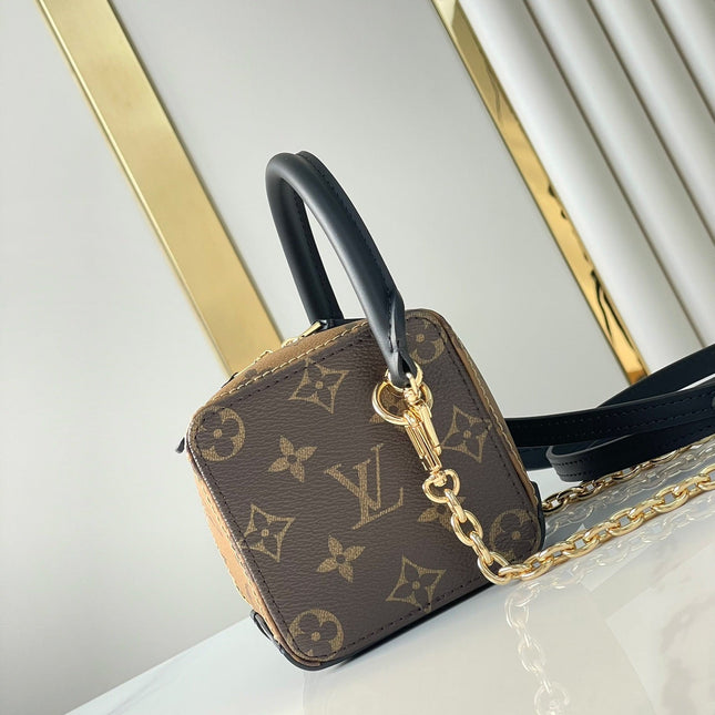 DICE 9 IN BROWN MONOGRAM AND MONOGRAM REVERSE CANVAS GOLD HARDWARE