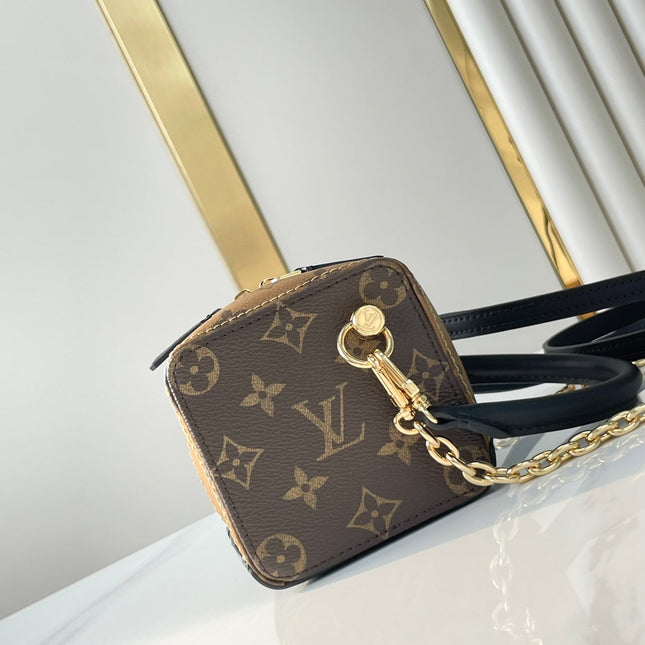DICE 9 IN BROWN MONOGRAM AND MONOGRAM REVERSE CANVAS GOLD HARDWARE