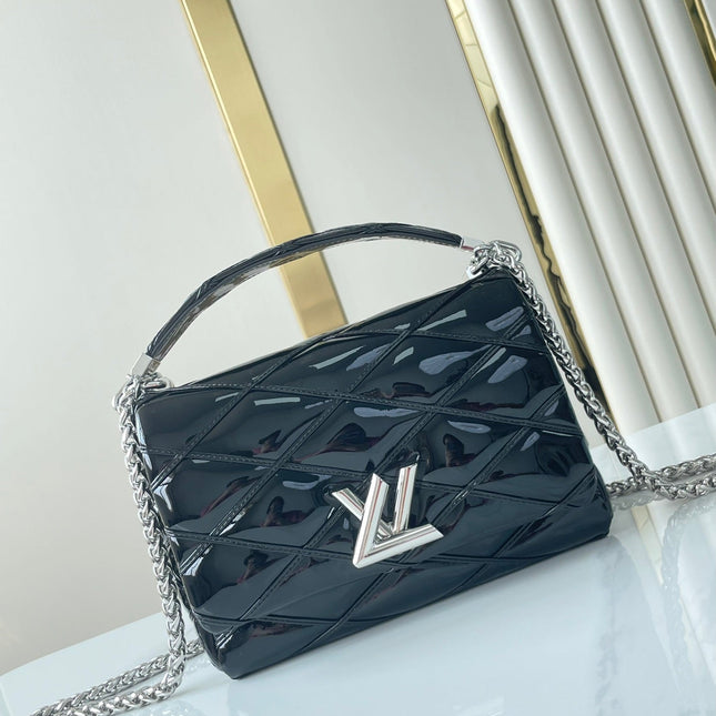 GO-14 MM 23 IN BLACK GLOSSY CALFSKIN SILVER HARDWARE