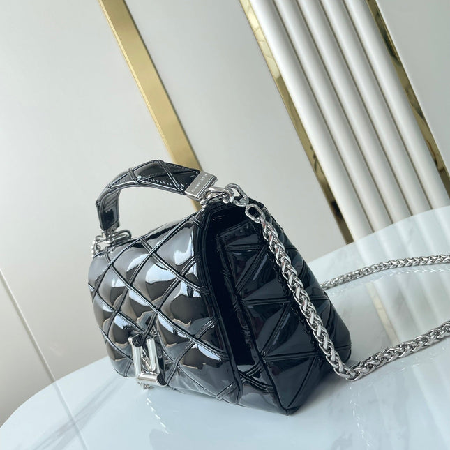 GO-14 MM 23 IN BLACK GLOSSY CALFSKIN SILVER HARDWARE