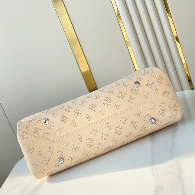 HAND IT ALL MM 32 IN CREAM MONOGRAM PERFORATE CALFSKIN SILVER HARDWARE