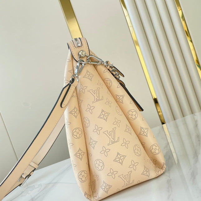 HAND IT ALL MM 32 IN CREAM MONOGRAM PERFORATE CALFSKIN SILVER HARDWARE