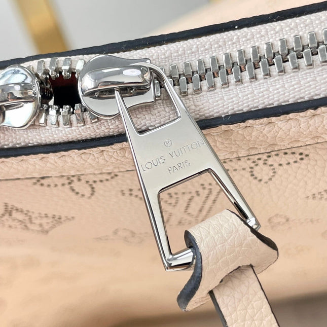 HAND IT ALL MM 32 IN CREAM MONOGRAM PERFORATE CALFSKIN SILVER HARDWARE