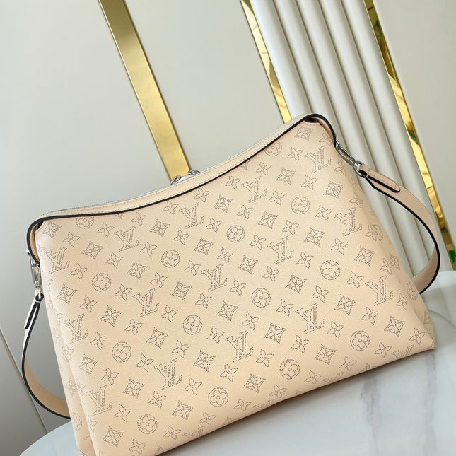 HAND IT ALL MM 32 IN CREAM MONOGRAM PERFORATE CALFSKIN SILVER HARDWARE