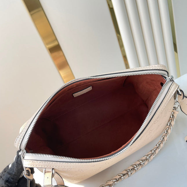 HAND IT ALL PM 29 IN BEIGE MONOGRAM PERFORATE CALFSKIN SILVER HARDWARE