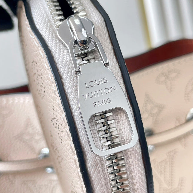 BELLA 22 IN BEIGE MONOGRAM PERFORATE CALFSKIN SILVER HARDWARE