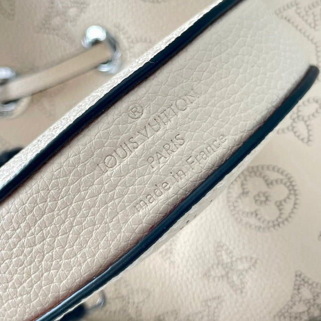 BELLA 22 IN BEIGE MONOGRAM PERFORATE CALFSKIN SILVER HARDWARE