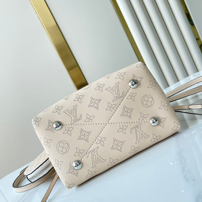 BELLA 22 IN BEIGE MONOGRAM PERFORATE CALFSKIN SILVER HARDWARE
