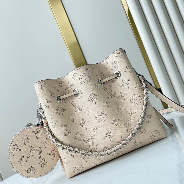 BELLA 22 IN BEIGE MONOGRAM PERFORATE CALFSKIN SILVER HARDWARE