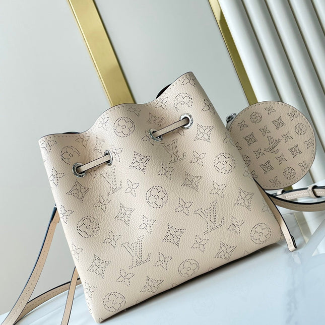 BELLA 22 IN BEIGE MONOGRAM PERFORATE CALFSKIN SILVER HARDWARE