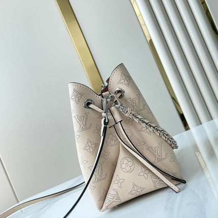 BELLA 22 IN BEIGE MONOGRAM PERFORATE CALFSKIN SILVER HARDWARE