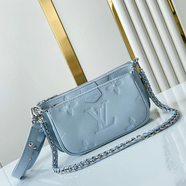 MULTI POCHETTE ACCESSOIRES 24 IN BEAU BLUE MONOGRAM EMPREINTE LEATHER