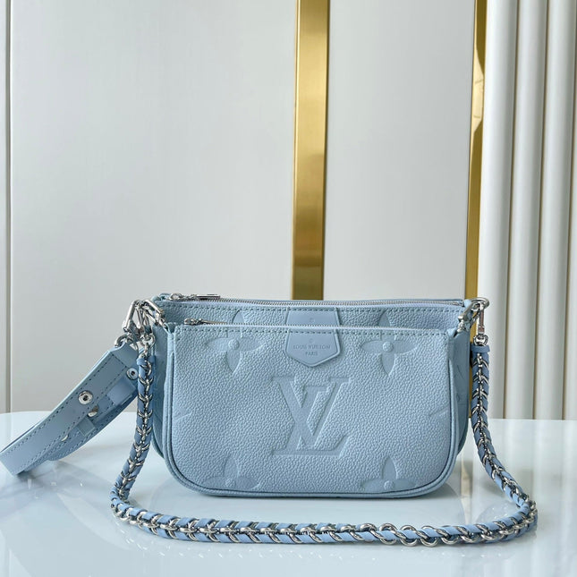 MULTI POCHETTE ACCESSOIRES 24 IN BEAU BLUE MONOGRAM EMPREINTE LEATHER