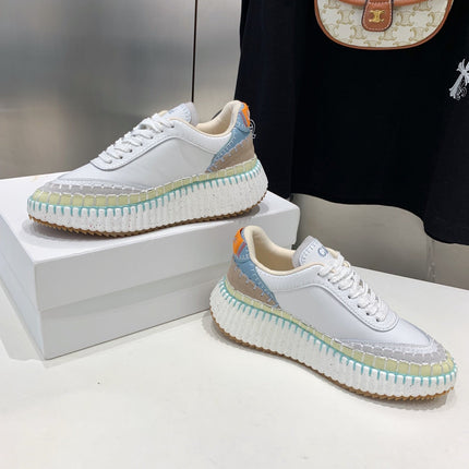 NAMA SNEAKER 5 CM IN WHITE MIX GREEN CALFSKIN