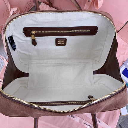 BEAU TOP HANDLE BAG 34 IN BROWN SUEDE