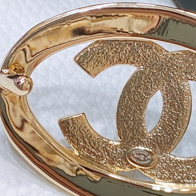 CC 30MM BELT IN WHITE EMBROIDERED CALFSKIN WHITE MIX BLACK METAL LOGO GOLD HARDWARE