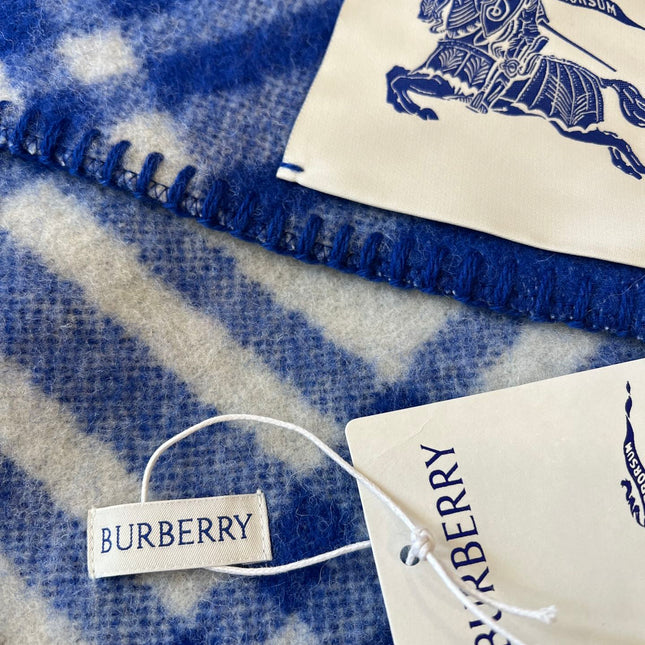 CHECK WOOL 182 CM SCARF COBALT BLUE 405043