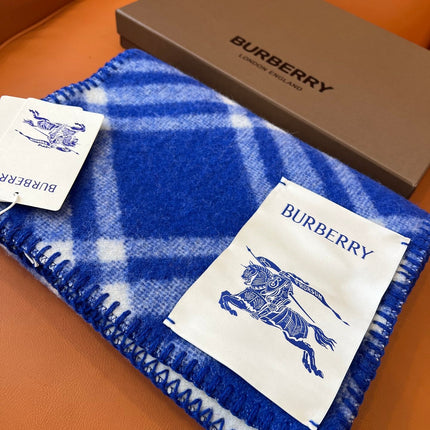 CHECK WOOL 182 CM SCARF COBALT BLUE 405043