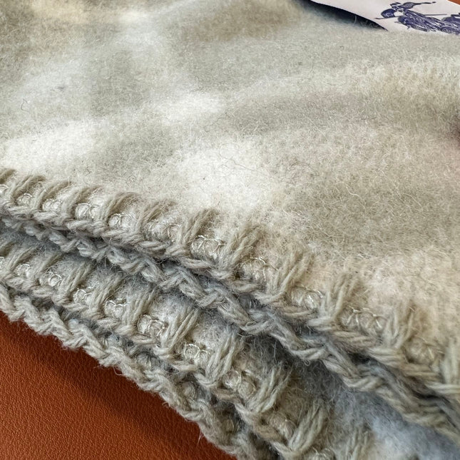 CHECK WOOL 182 CM SCARF PASTEL GRAY 405047